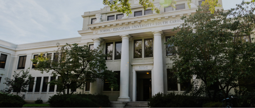 View of the front entrance to Wardlaw College.