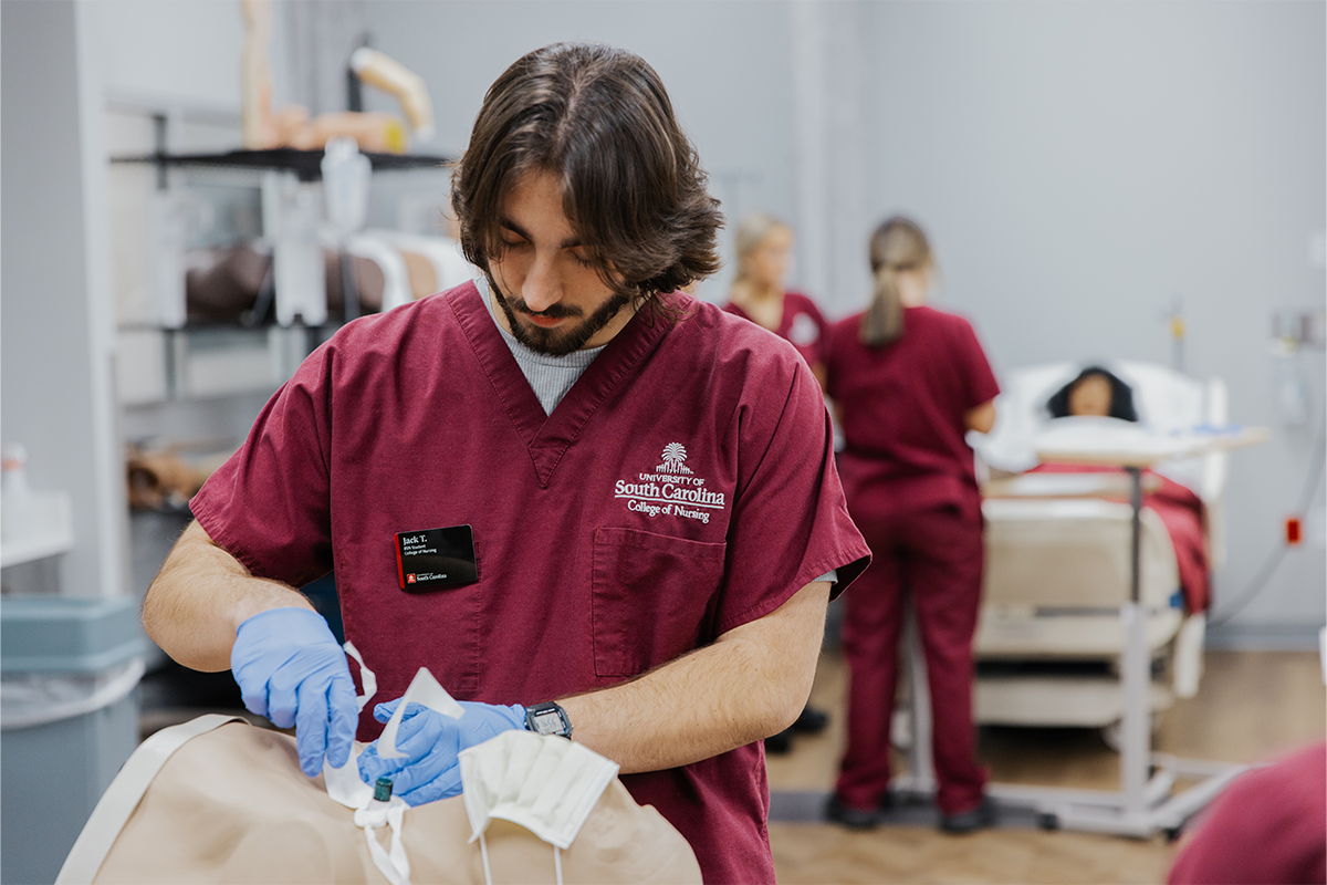 Nursing student at work