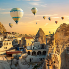 Middle East Studies Hot air balloons over a sunrise in Egypt