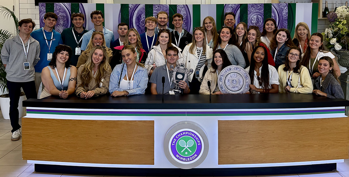 students at a wimbledon desk