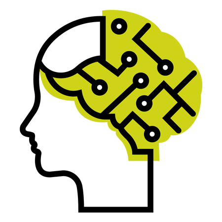 Human head with brain icon