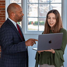 Endowed scholarship recipient with professor
