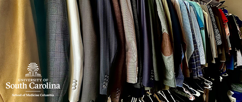 Clothes on display in the Carolina Closet