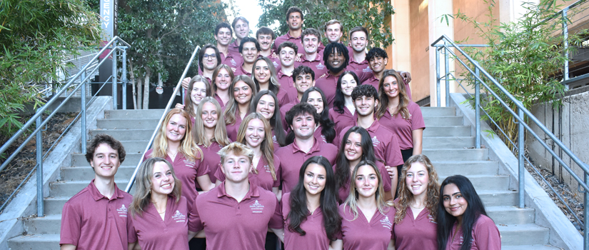 current Moore School student ambassadors posing on Greene Street steps leading to Moore School building