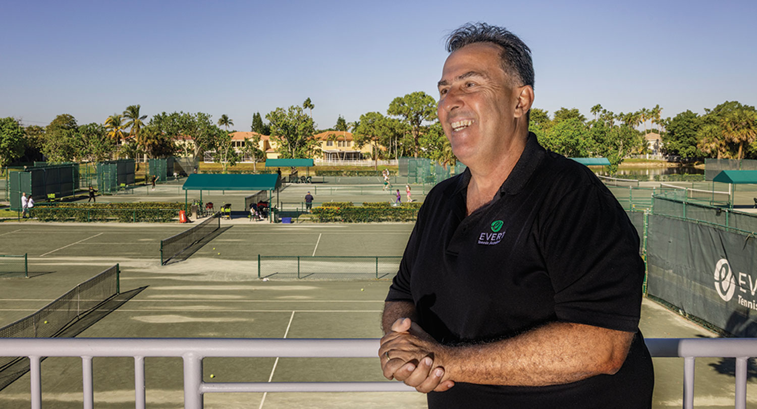 Ricardo Acioly laughs at the Evert Center in Boca Raton, Florida.