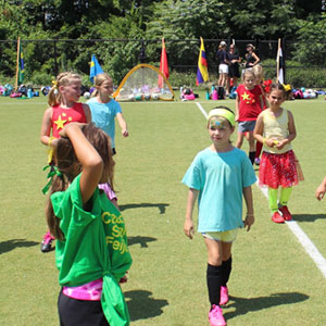 girls on a soccer field