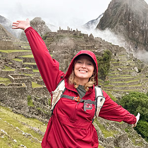 Leah Morse stands in mountains in Peru.